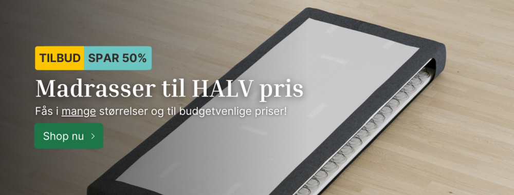 Spar 50% på madrasser i høj kvalitet her